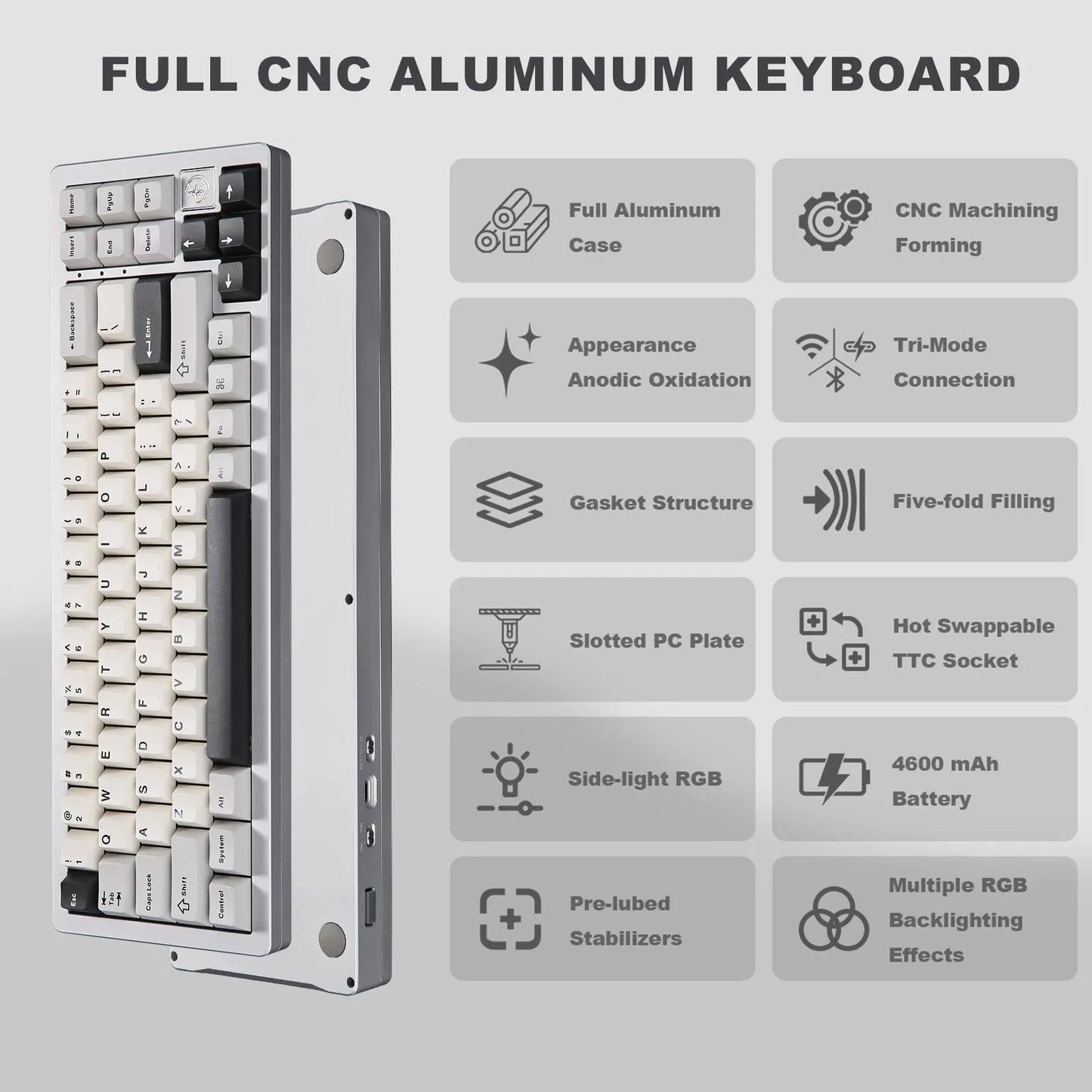 Aluminum Mechanical Gaming Keyboard, Hot Swappable RGB - Games Nex Gen
