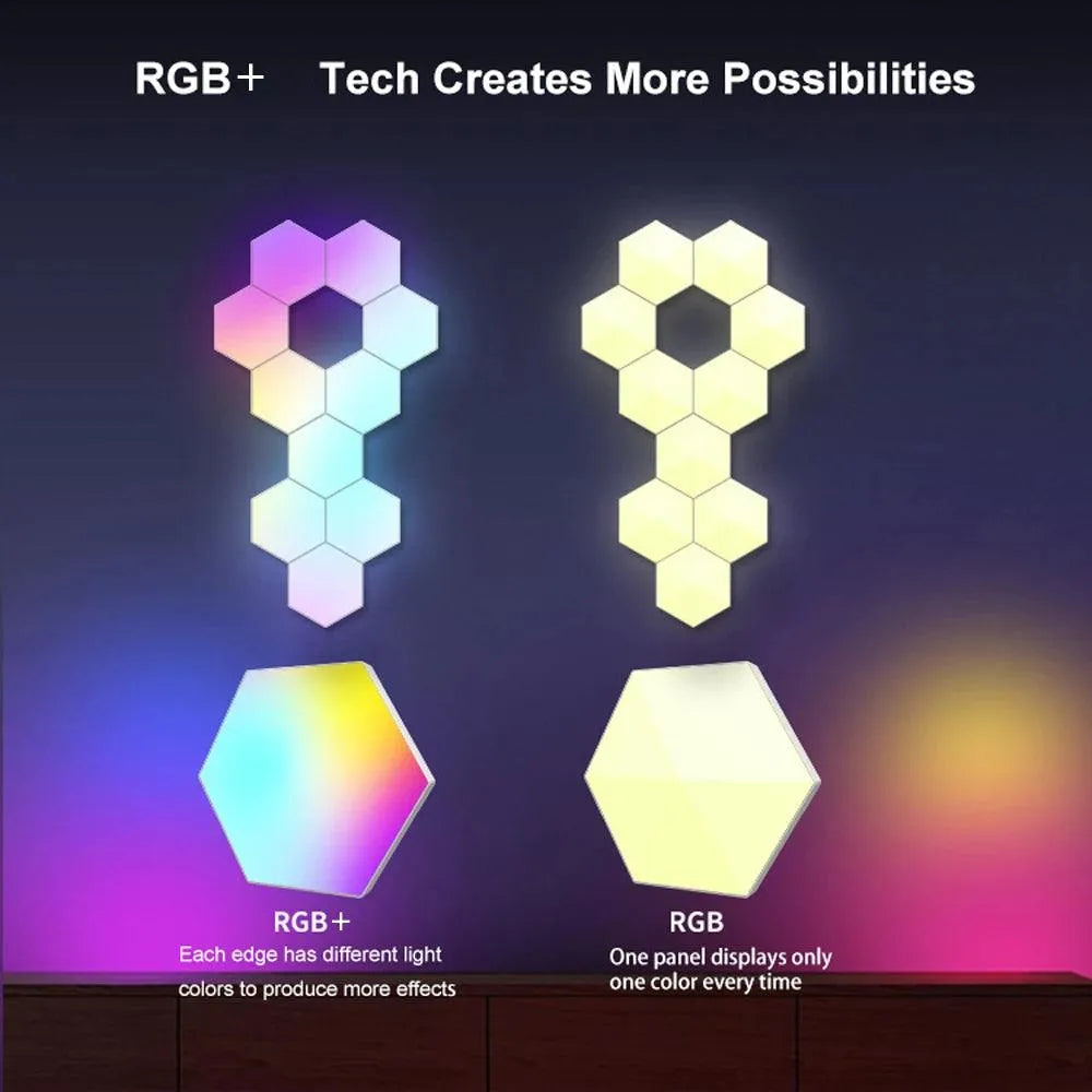 Tuya Quantum Smart LED Hexagon Lamp, WIFI Bluetooth, Voice Control