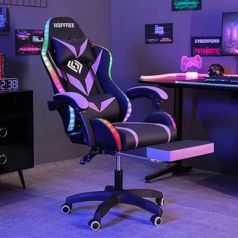 Gaming Chair with Massage, LED RGB Lights & Footrest - High Back Chair - Games Nex Gen