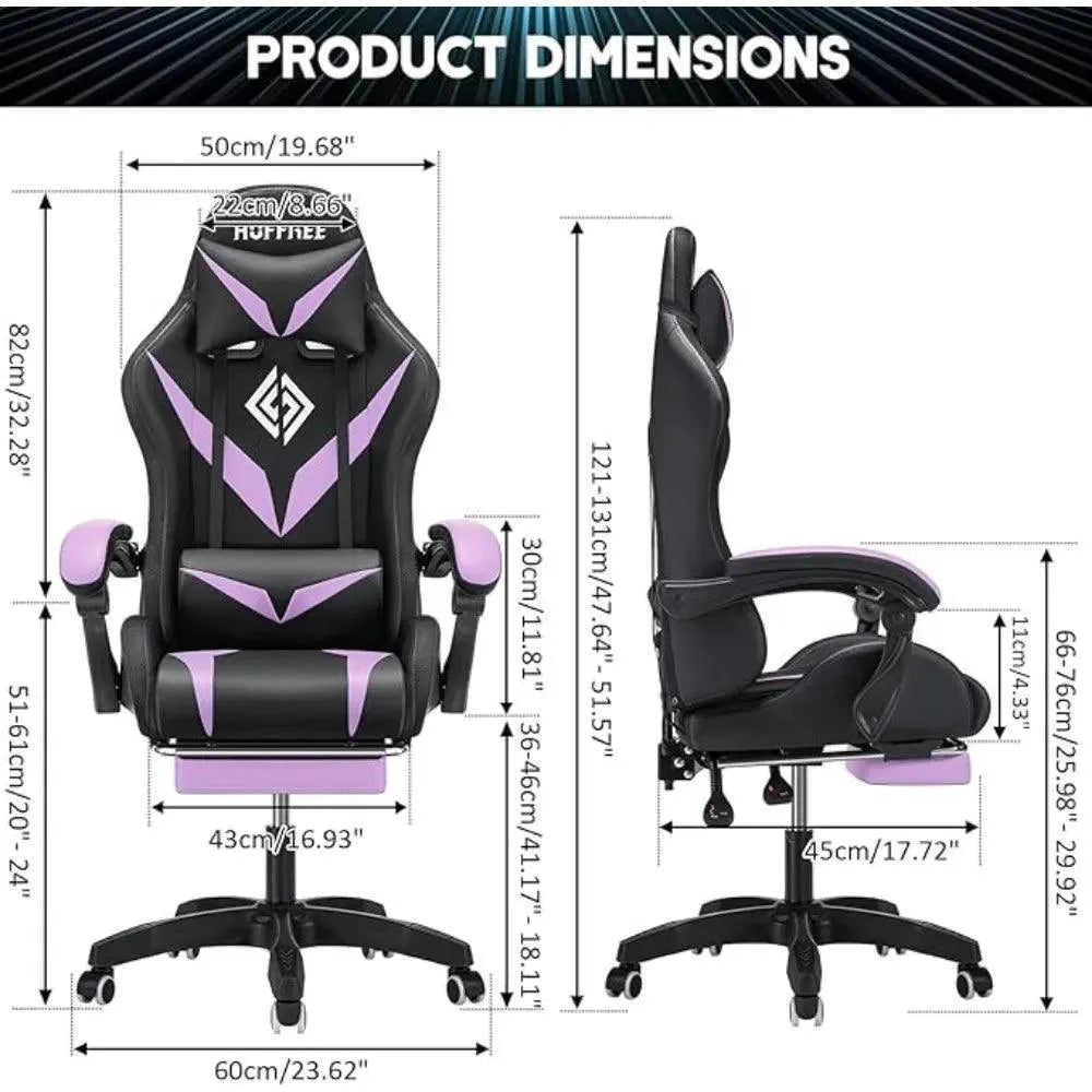 Gaming Chair with Massage, LED RGB Lights & Footrest - High Back Chair - Games Nex Gen