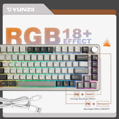 YUNZII B75 PRO 82-Key Wireless Mechanical Gaming Keyboard, RGB - Games Nex Gen 