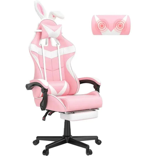 Pink Gaming Chair with Footrest, Computer Armchair for Desk & Office - Games Nex Gen 