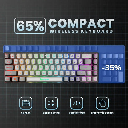 Wireless Gaming Keyboard Rechargeable Backlit Anti-Ghosting for PC