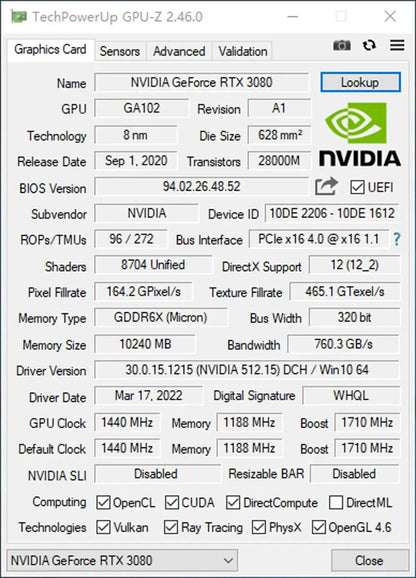 MLLSE RTX 3080 10GB Graphics Card GDDR6X 320 Bit PCI-E 4.0×16 8+8Pin NVIDIA GPU RGB Lighting Gaming Video Card Placa De Video - Games Nex Gen 