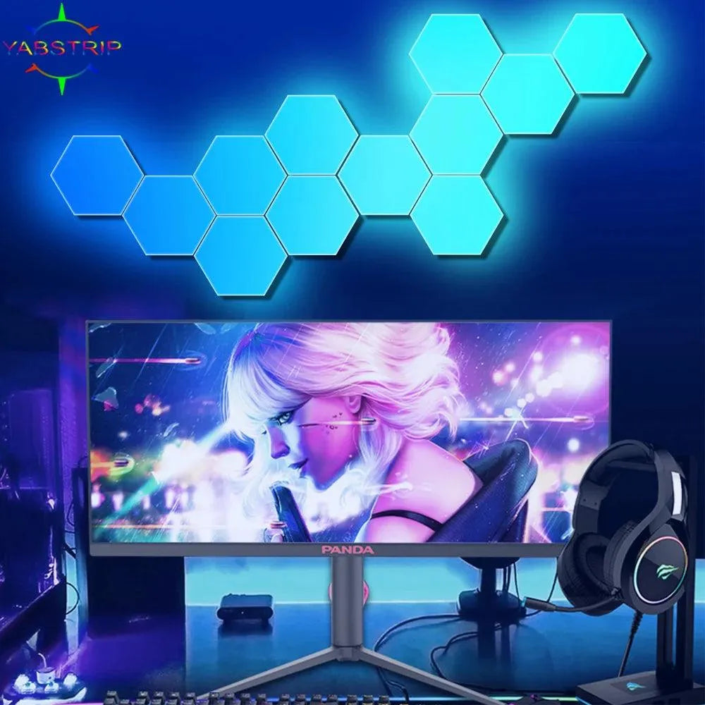 TuYa WIFI Bluetooth LED Hexagon Lamps – APP Control for Game & Bedroom