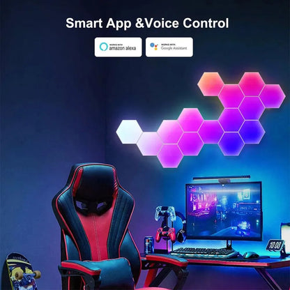 Tuya Quantum Smart LED Hexagon Lamp, WIFI Bluetooth, Voice Control