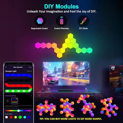 Hexagon RGB Wall Lights - Smart APP Control, Music Sync Honeycomb Panels
