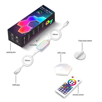 Tuya Quantum Smart LED Hexagon Lamp, WIFI Bluetooth, Voice Control