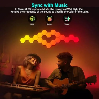 Hexagon RGB Wall Lights - Smart APP Control, Music Sync Honeycomb Panels