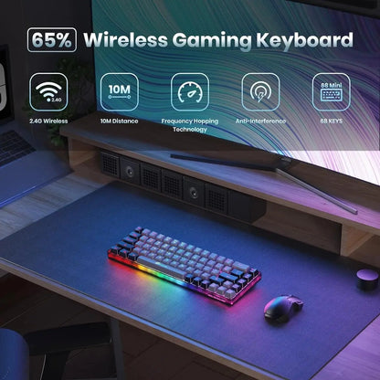 Wireless Gaming Keyboard Rechargeable Backlit Anti-Ghosting for PC