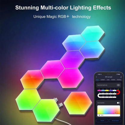 Tuya Quantum Smart LED Hexagon Lamp, WIFI Bluetooth, Voice Control