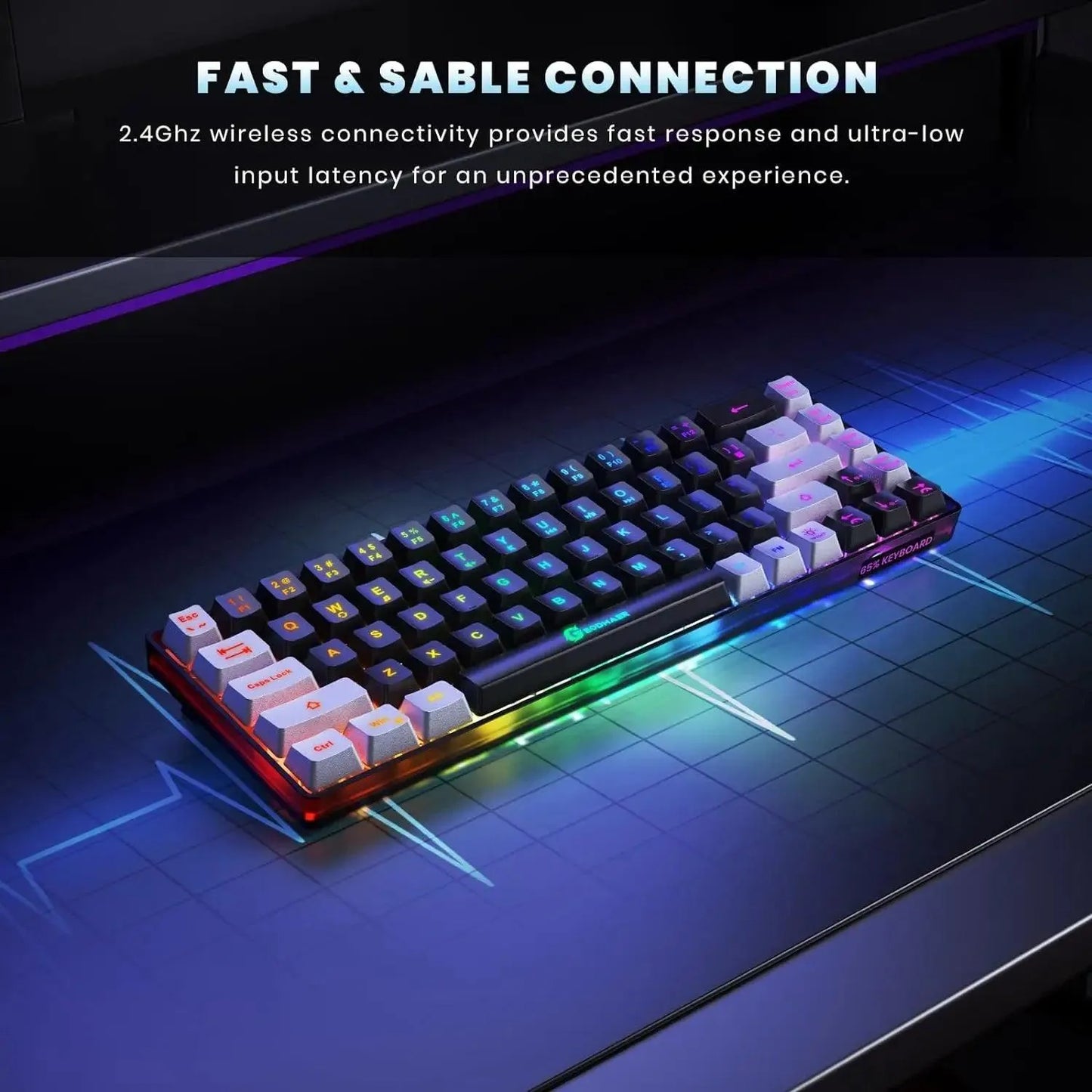 Wireless Gaming Keyboard Rechargeable Backlit Anti-Ghosting for PC