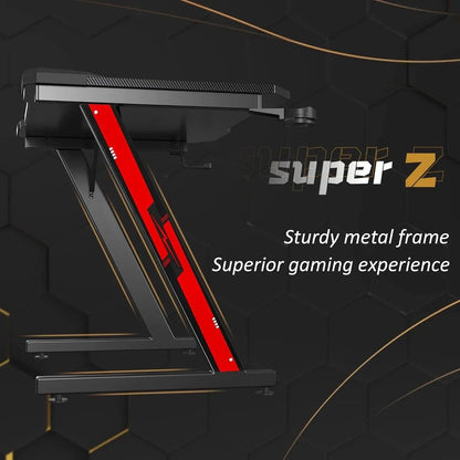 Gaming Desk Z-Shaped with Carbon Fiber Surface, Cup Holder & Hook - Games Nex Gen 