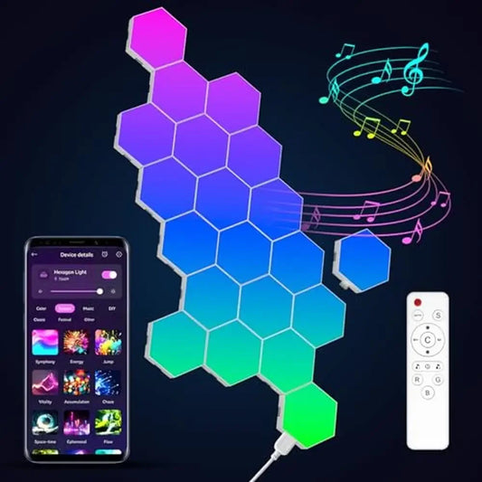 Hexagon RGB Wall Lights - Smart APP Control, Music Sync Honeycomb Panels