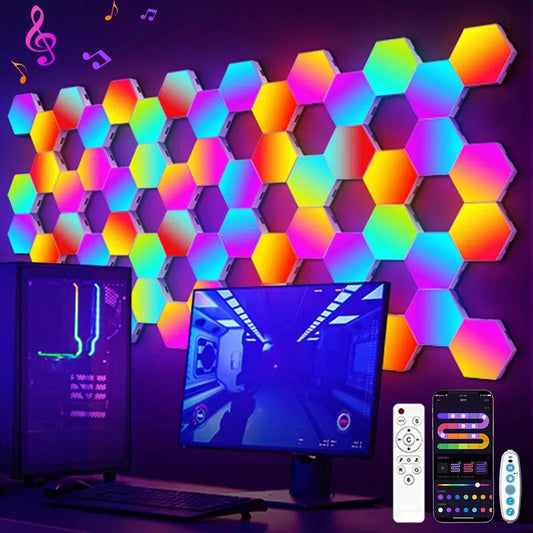 Hexagon RGB Wall Lights Panel, Smart APP Music Sync Honeycomb Light