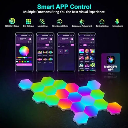 Hexagon RGB Wall Lights - Smart APP Control, Music Sync Honeycomb Panels