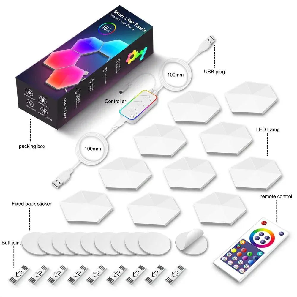 TuYa WIFI Bluetooth LED Hexagon Lamps – APP Control for Game & Bedroom